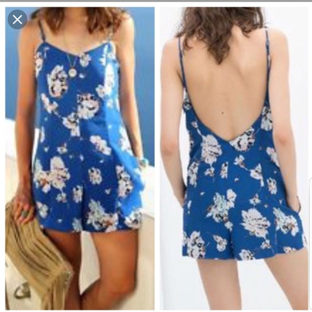 Zara - Blue Floral Backless Romper